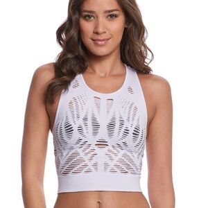 Alo white sleeveless vixen crop top